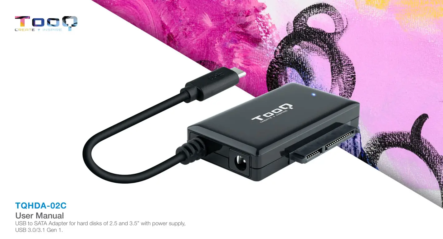 TooQ TQHDA-02C USB to SATA Adapter for Hard Disks of 2.5 3.5 Inch User Manual