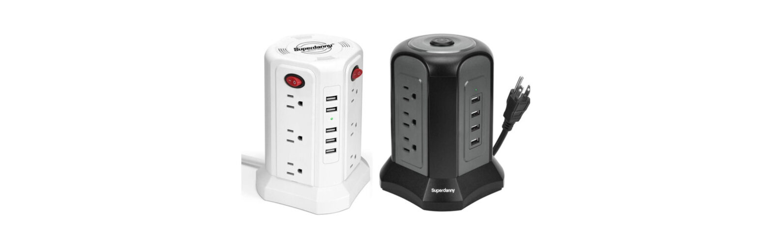 Superdanny Qk1260-u3w Surge-protected Power Tower With Wireless Charge And Usb Ports User Manual