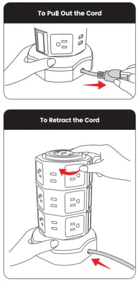 Superdanny QK1260 U3W Surge Protected Power Tower with Wireless Charge and USB Ports - setup