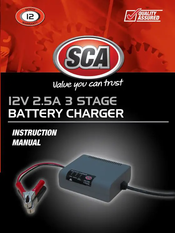 SCA 12V Stage Battery Charger Instruction Manual