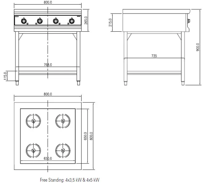 metos IND-10PP-3500X2V Eco Kitchen Induction Range-14