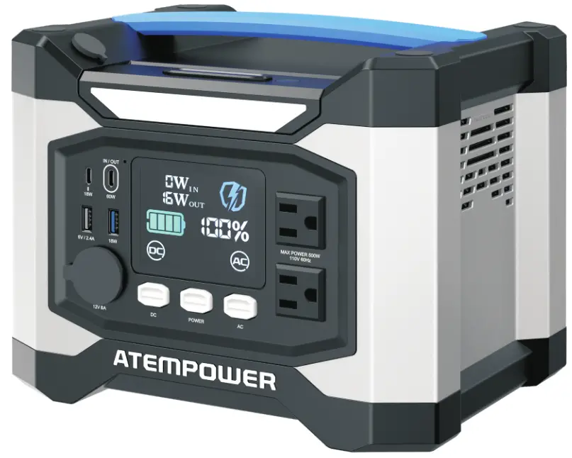 ATEMPOWER AP500X Portable Power Station 518Wh 500W