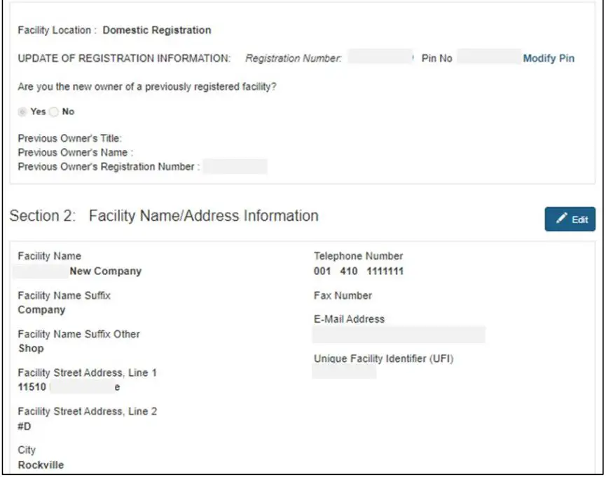 FDA Food Facility Registration 4
