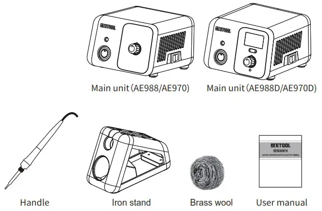 ATETOOL AE988 Soldering Station - Packing List