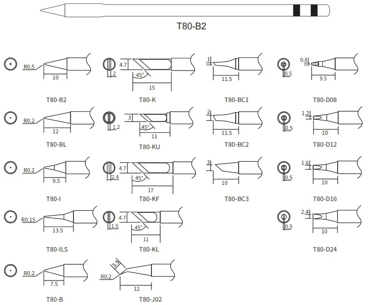 ATETOOL AE988 Soldering Station - series soldering tips 2