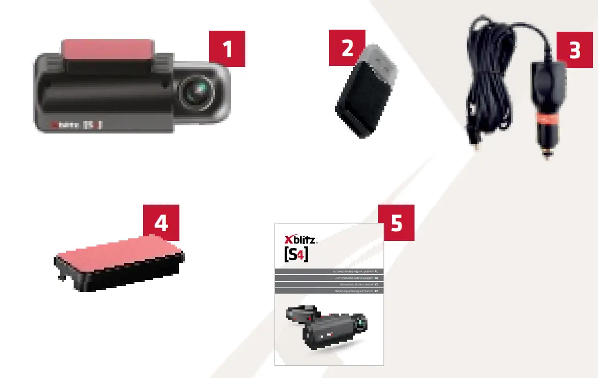 Xblitz S4 Mini Car Camera Package Content