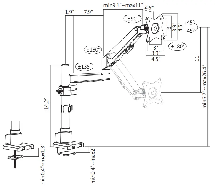 MOUNT-IT MI-6771 Full Motion Single Monitor Desk Mount-FIG5