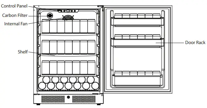 Avallon AFR242SSODLH 24 Inch Stainless Steel Built-In Compact Outdoor Refrigerator - FIG1