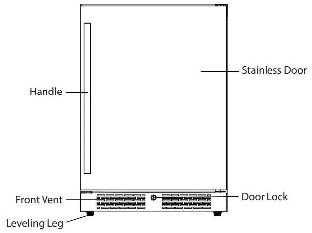 Avallon AFR242SSODLH 24 Inch Stainless Steel Built-In Compact Outdoor Refrigerator - FIG2