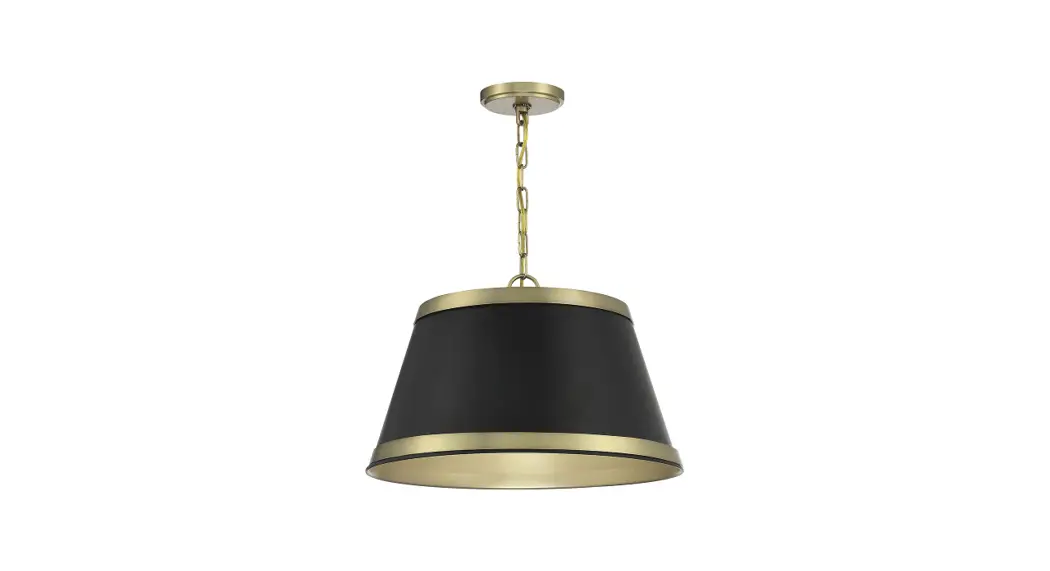 Meridian M7013mbknb Matte Black And Natural Brass Drum Hanging Pendant Lighting Instruction Manual