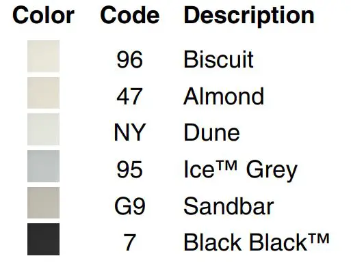 FIG 1 Available Colors