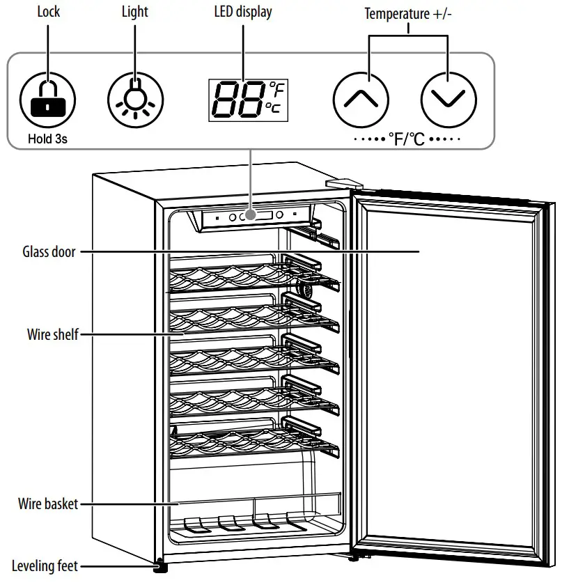 INSIGNIA 29-Bottle Wine Cooler - display