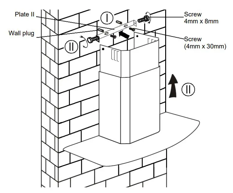 Hoover HBVS685TX 60cm Cooker Hood User Manual - Assembly the chimney onto the unit and fix it with 2 screws