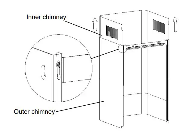 Hoover HBVS685TX 60cm Cooker Hood User Manual - Sliding the chimney to adjust the chimney height