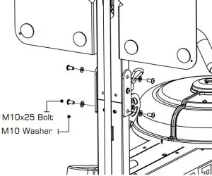 FIRST DEGREE FITNESS Power Cube Fluid Power Zone - M10x25mm Bolt [7] and 4x M10 Washers [10]