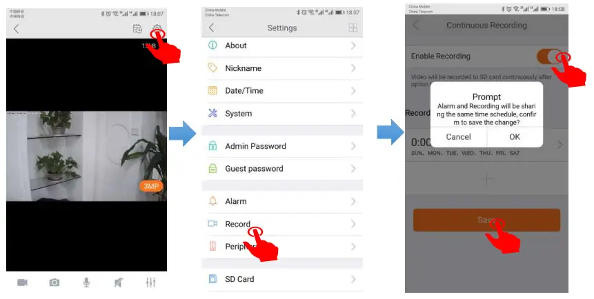 Ebitcam E2 720P Indoor PTZ CCTV IP Based Cloud Camera - SD card video recording setup