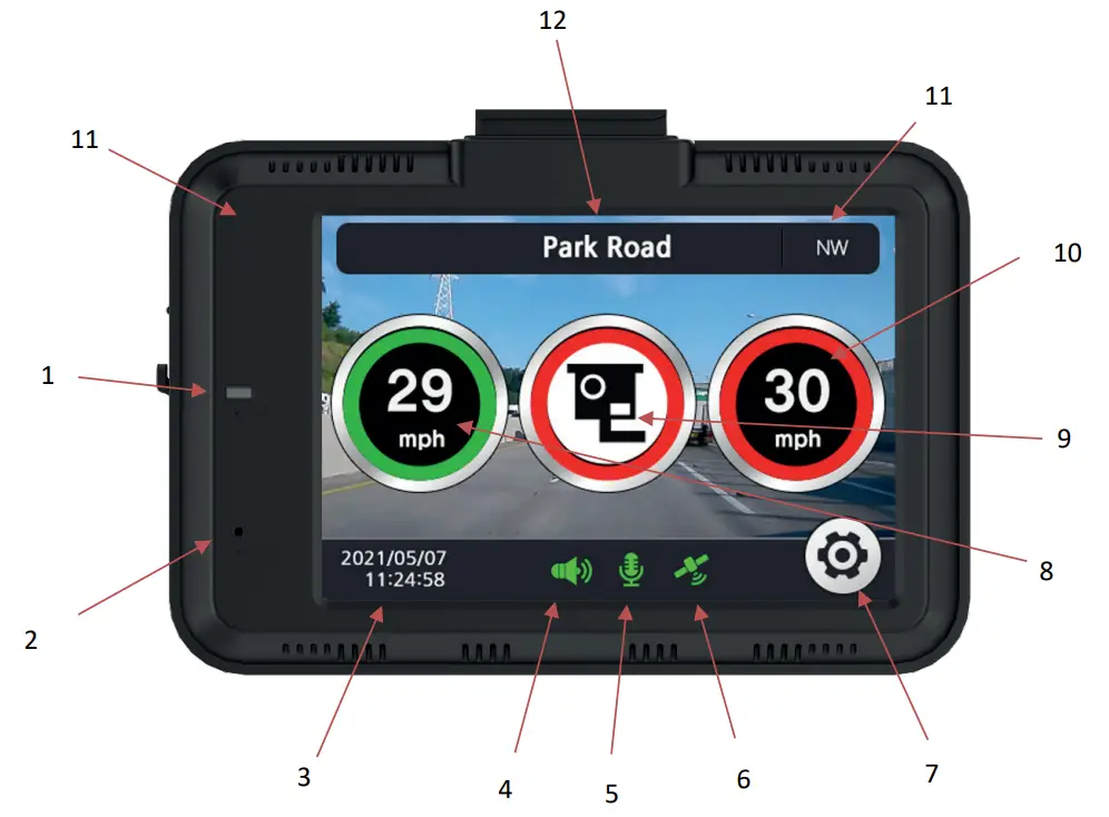 aguri DX4000 Drive Assist Dash Cam Speed Trap and Speed Limit Alert System - overview 1