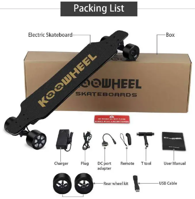 KOOWHEEL D4 6000mah Electric Skateboard - Accessories package