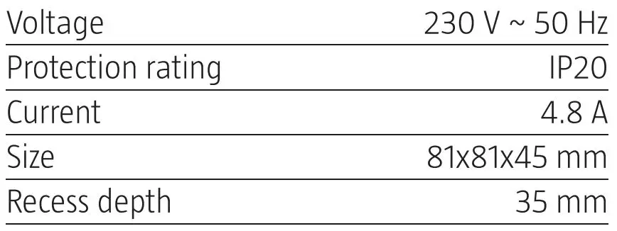 anslut 006864 Wall Socket Instruction Manual - Technical Data