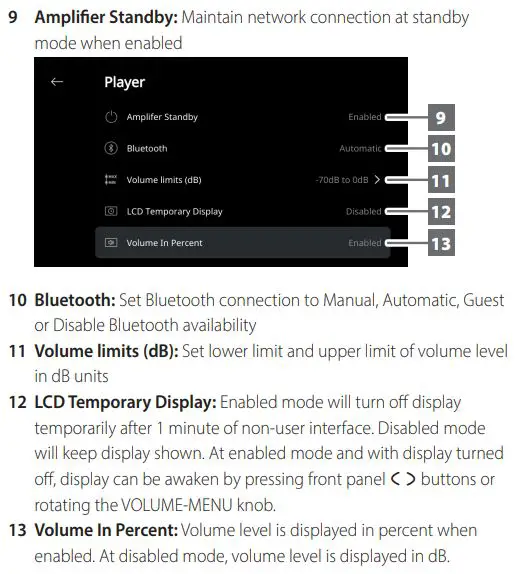 NAD C700 BluOS Streaming Amplifier Owner's Manual - Player