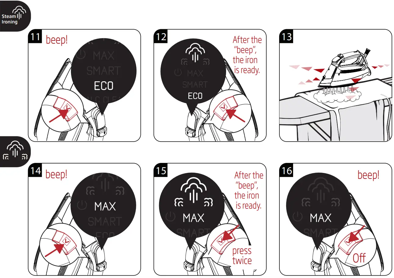 beko SPA 9130 B Steam Iron User Manual - STEAM IRONING & TURBO STEAM
