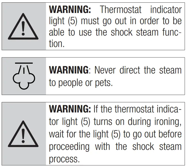 beko SPA 9130 B Steam Iron User Manual - Shock steam