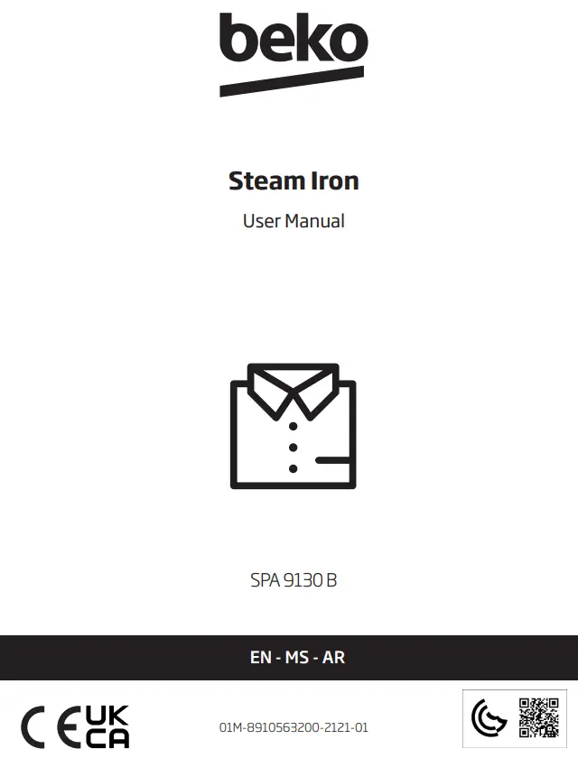 beko SPA 9130 B Steam Iron User Manual