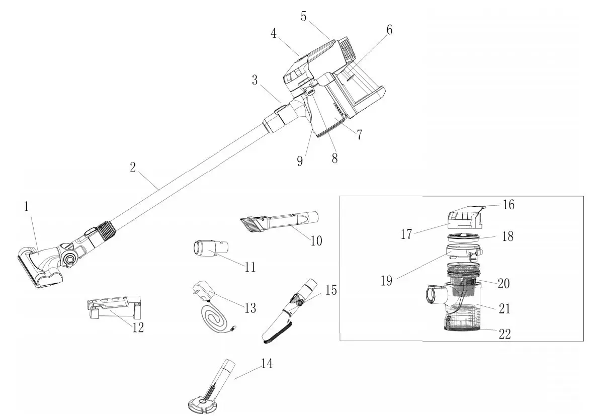 kogan Premium UltraLife Stick Vacuum and Accessories Kit User Manual - Parts