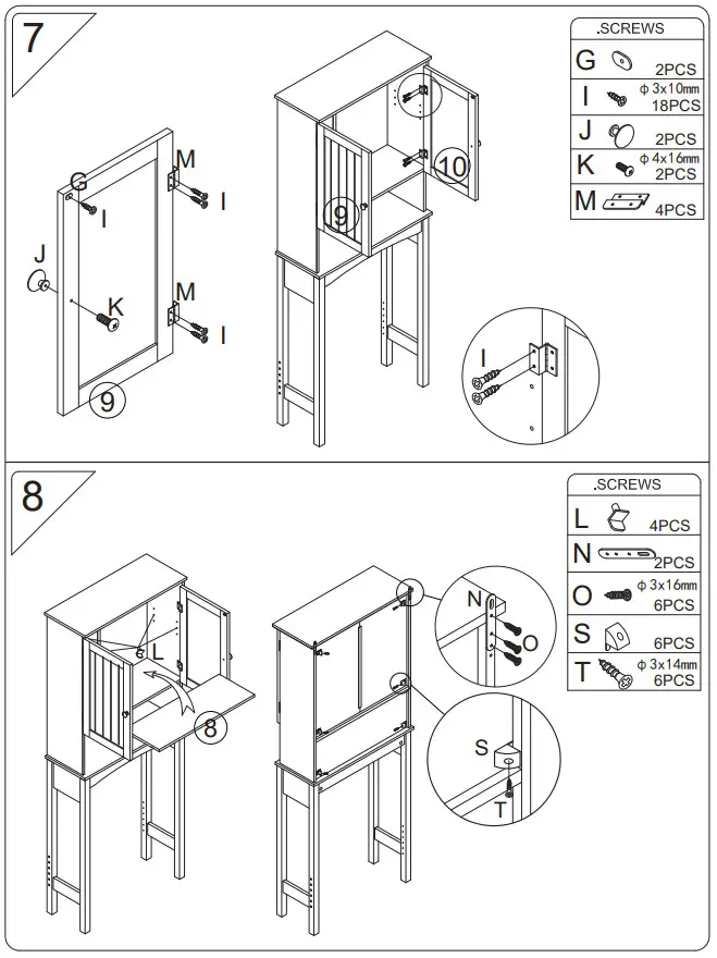POLIBI White Over the Toilet Storage with Adjustable Shelf Collect Cabinet - figure 6