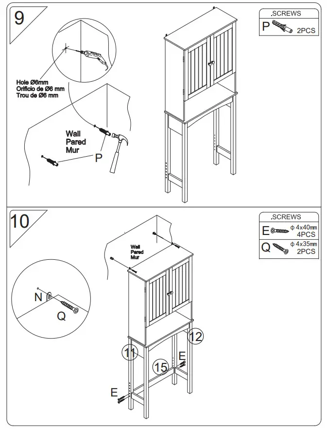 POLIBI White Over the Toilet Storage with Adjustable Shelf Collect Cabinet - figure 7
