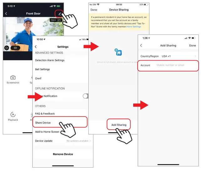Brookstone BKWIFICAMDR WiFi Video Doorbell - camera settings button