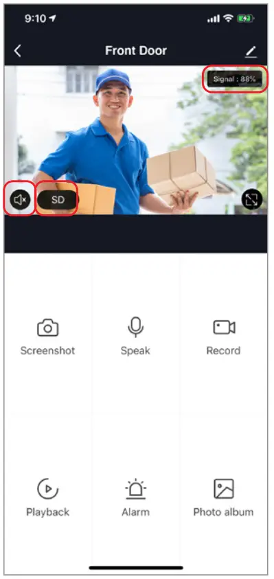 Brookstone BKWIFICAMDR WiFi Video Doorbell - controls