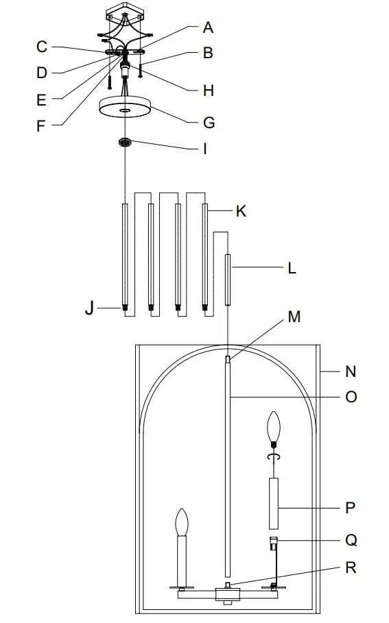 Hunter 19733 18 inch Dukestown 4 Light Pendant - parts