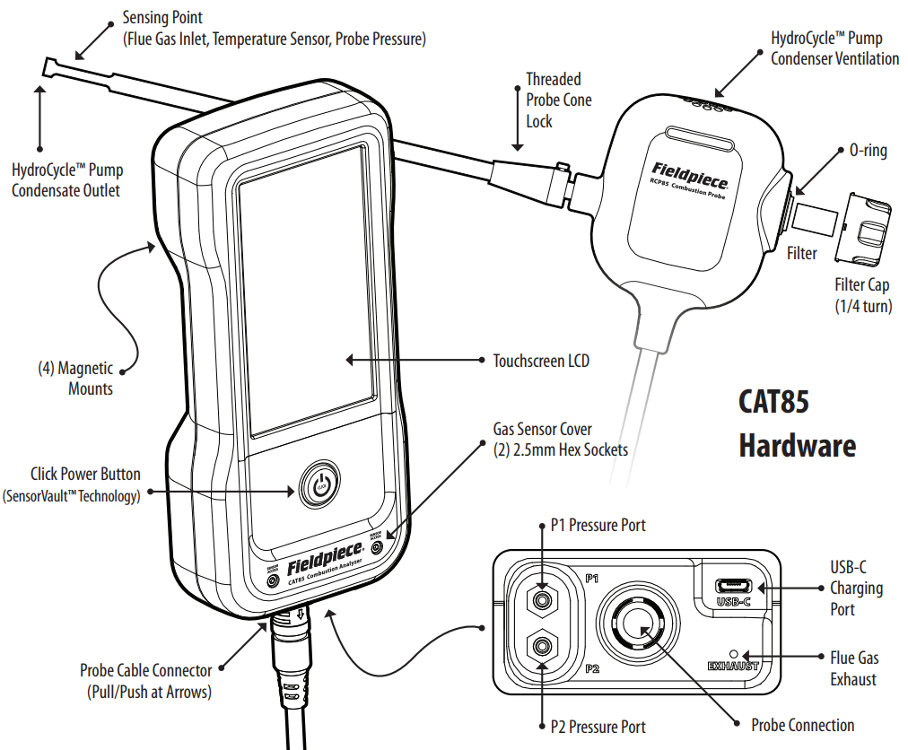 Fieldpiece CAT85 Combustion Analyzer HC - 1