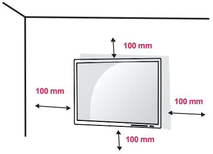 LG IPS LED MONITOR Owner’s Manual - Install the monitor at least 100 mm away