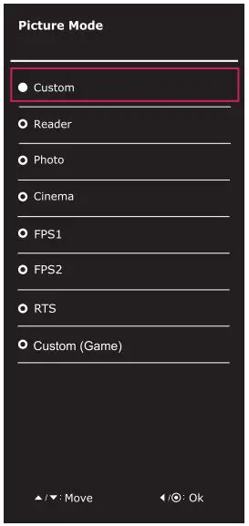 LG IPS LED MONITOR Owner’s Manual - Picture mode