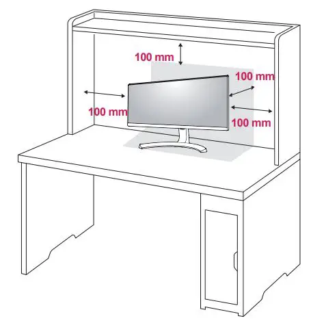 LG IPS LED MONITOR Owner’s Manual - Place at least 100 mm away from the wall