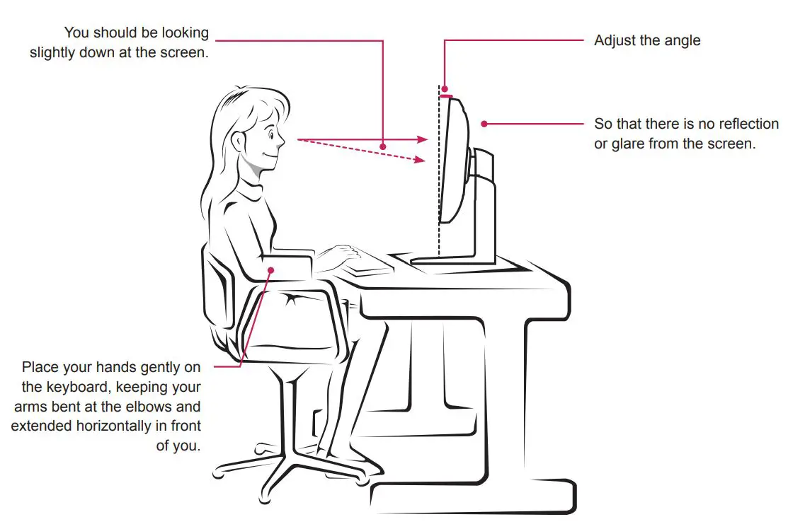LG IPS LED MONITOR Owner’s Manual - Proper Posture for Using the Monitor
