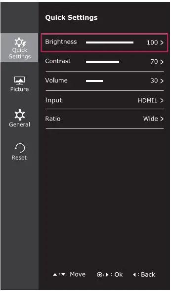 LG IPS LED MONITOR Owner’s Manual - Quick Settings