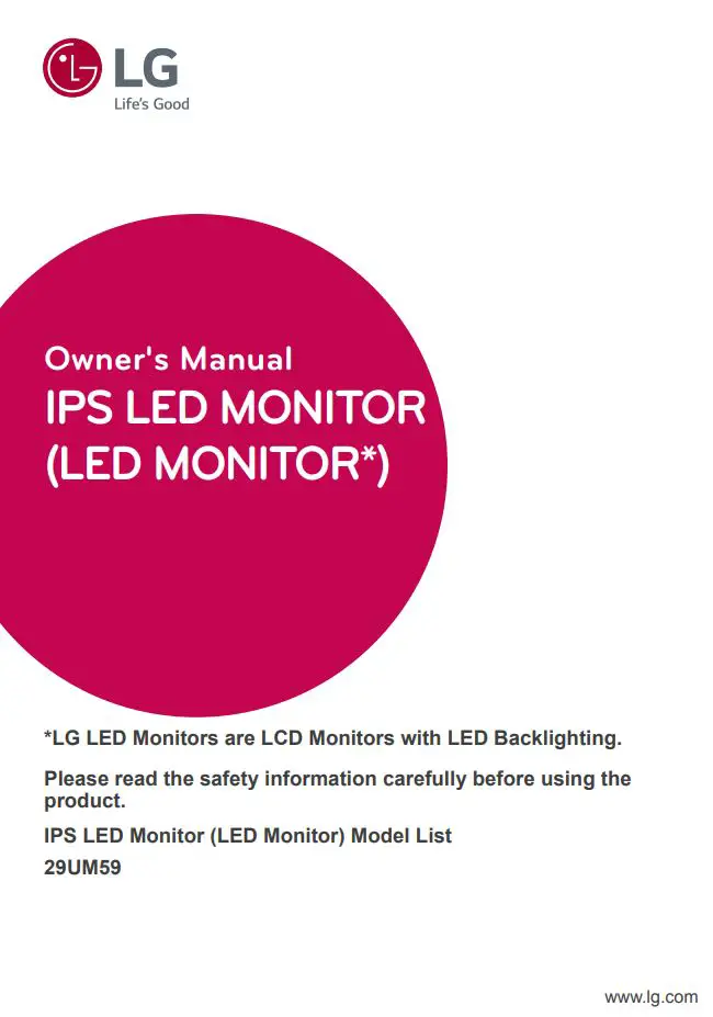 LG IPS LED MONITOR Owner’s Manual