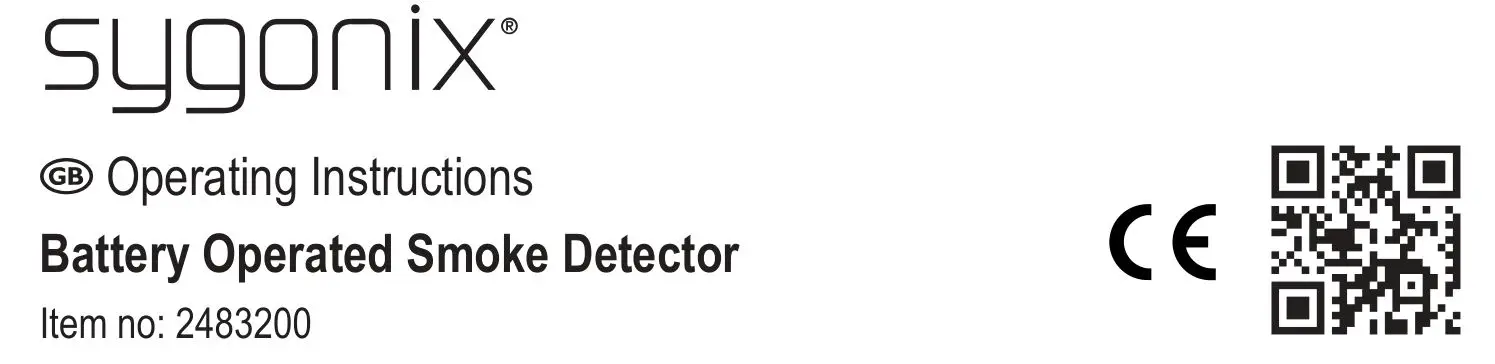 sygonix 2483200 Battery Operated Smoke Detector Instruction Manual