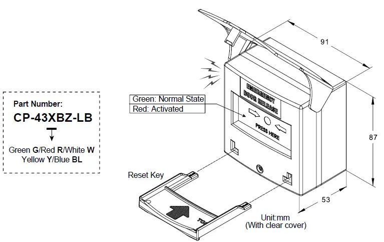 GIANNI-CP-43BZ-LB-Series-Buzzer-and-Backlight-Resettable-Call-Point-FIG-1