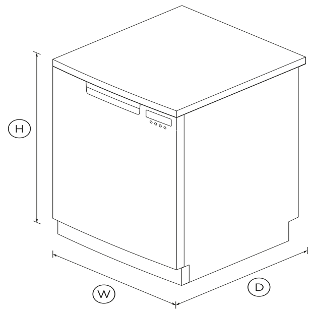 FISHER PAYKEL DW60FC6X1 Sanitise Freestanding Dishwasher - DIMENSIONS