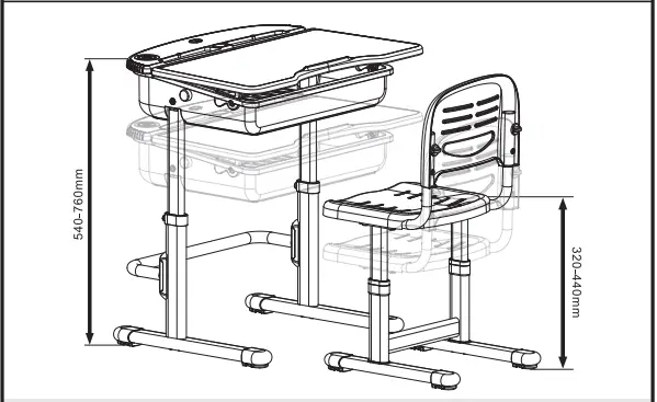 VIPACK FURNITURE PRORZZ1 Healthy Ergo Study Desk and Chair-FIG9