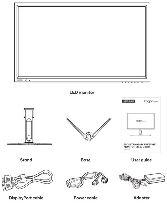 kogan 28 inch Ultra HD 4K Freesync Monitor - COMPONENTS