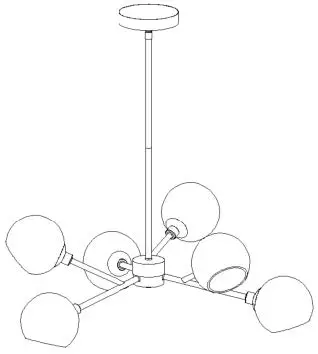 Uolfin-5069632-6-Light-Glass-Glob- and-Metal-Chandelier-01