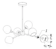 Uolfin-5069632-6-Light-Glass-Glob- and-Metal-Chandelier-11