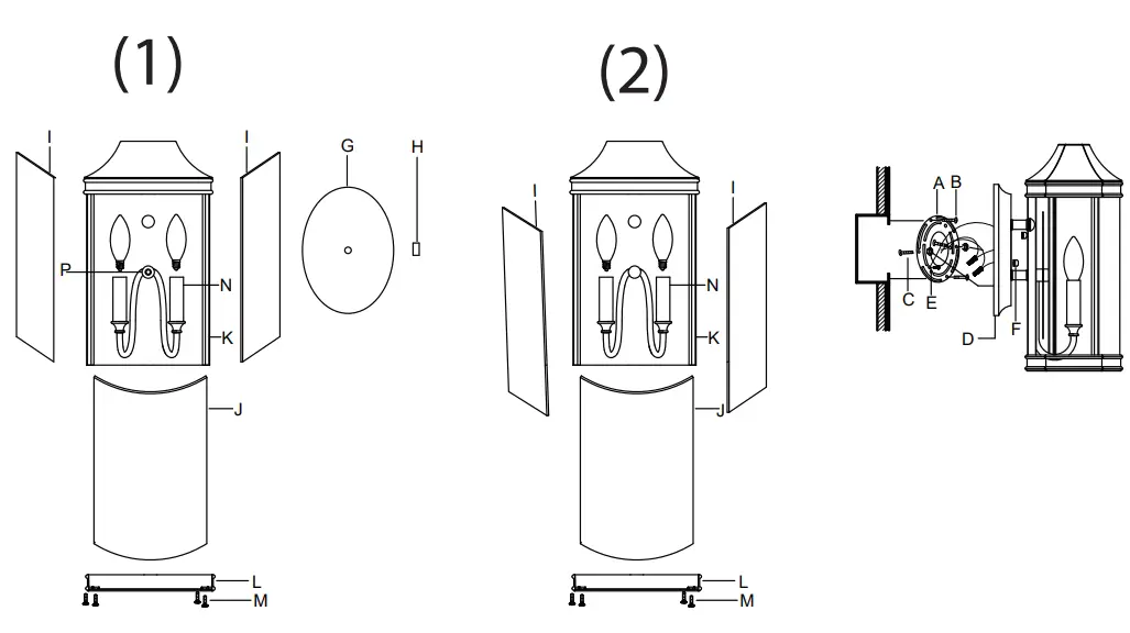 GOLDEN LIGHTING 4308 OWM Cohen 2 Light Textured Bronze Clear Glass Panels Hardwired Outdoor Wall Lantern Sconce-fig4