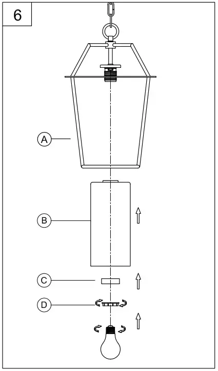 PROGRESS LIGHTING P550122 1 Light Outdoor Pendant - Assembly Instructions 7