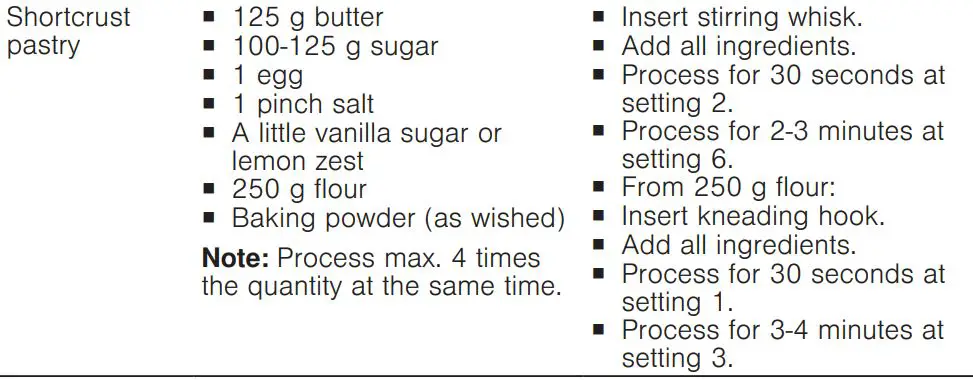 BOSCH MUM9GX5S21 Universal Kitchen Machine Instruction Manual - Overview of recipes